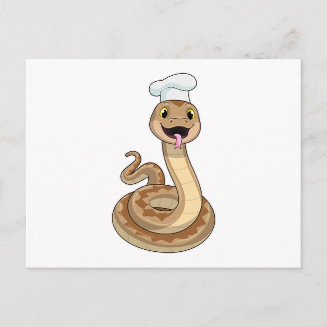 Carte Postale Serpent comme cuisinier avec un chapeau de chef (Devant)