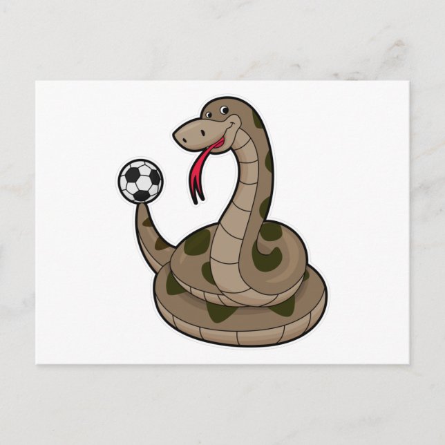Carte Postale Serpent comme joueur de football avec ballon de fo (Devant)