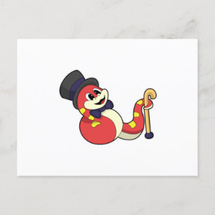 Carte Postale Serpent comme marié avec chapeau