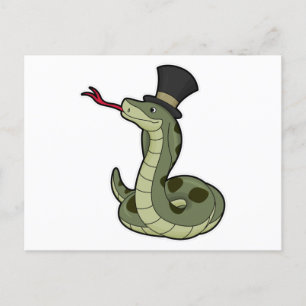 Carte Postale Serpent en Gentleman & Casquette