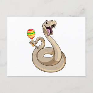 Carte Postale Serpent en musicien avec Maracas