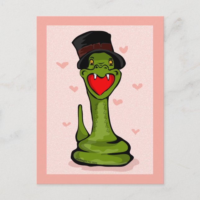 Carte Postale Serpent Heureuse Sainte-Valentin (Devant)