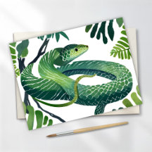 Serpent Vert | Année du Serpent Aquarelle