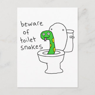 Carte Postale Serpents de toilettes humour de salle de bain drôl