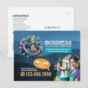 Carte Postale Service de nettoyage de maison moderne ménage