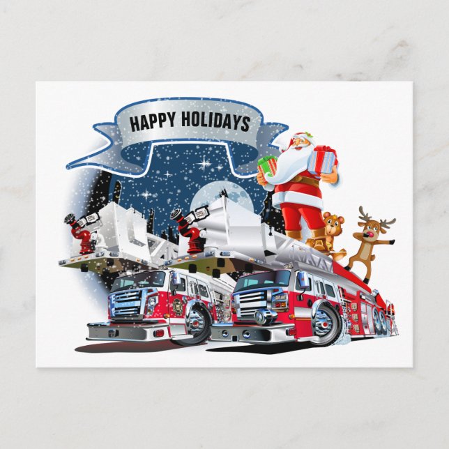 Carte Postale Service des incendies Noël (Devant)