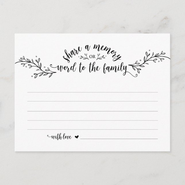 Carte Postale Service funéraire, Rustic Black, Partager une cart (Devant)