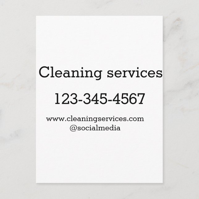 Carte Postale Services de nettoyage ajouter l'adresse e-mail du  (Devant)