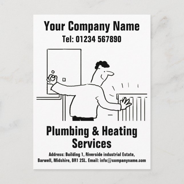 Carte Postale Services de plomberie et de chauffage Cartoon pour (Devant)