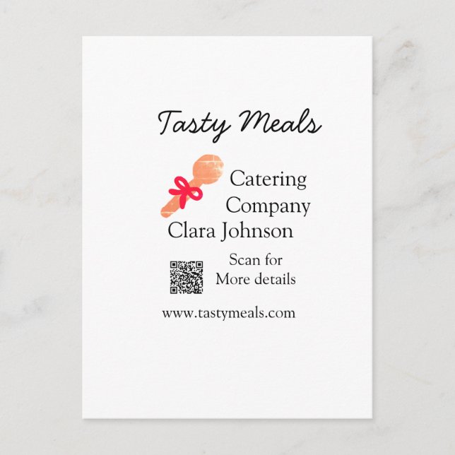 Carte Postale Services de restauration ajouter nom QR code site  (Devant)