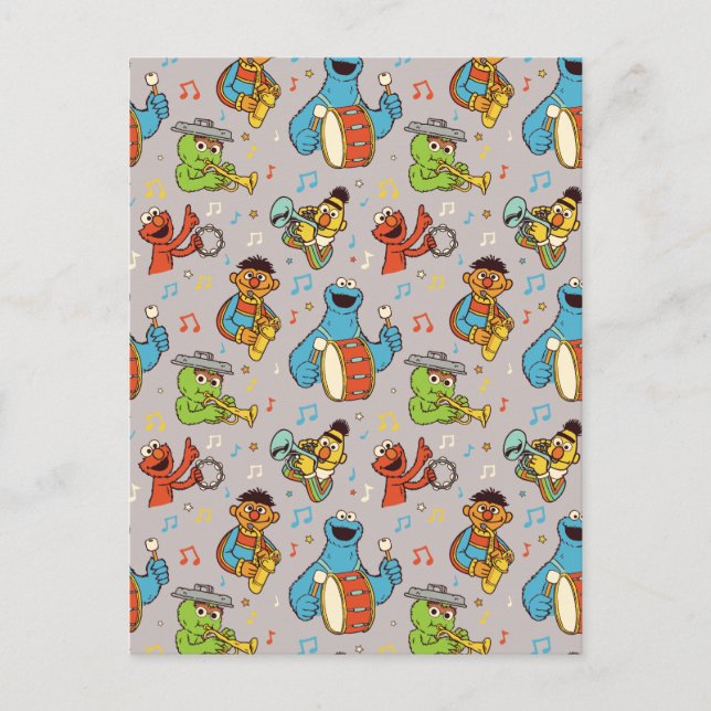 Carte Postale Sesame Street Band Gris Motif (Devant)