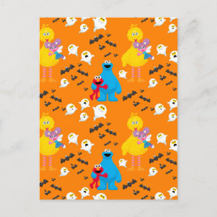 Carte Postale Sesame Street Halloween chauves-souris et fantômes