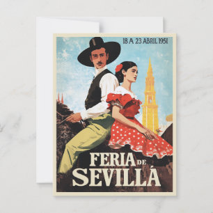 Carte Postale Sevilla Feria de Abril 1951 Vintage