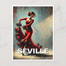 Carte Postale Séville Espagne Danseur de flamenco en rouge