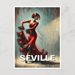 Carte Postale Séville Espagne Danseur de flamenco en rouge