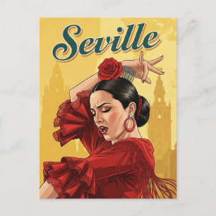 Carte Postale Séville Espagne Danseur de flamenco en rouge
