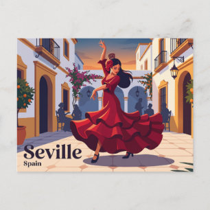 Carte Postale Séville Espagne Danseuse de Flamenco en Rouge Espa