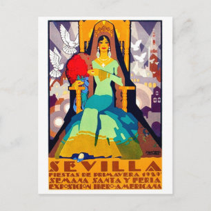 Carte Postale Séville, Espagne, femme en tenue traditionnelle