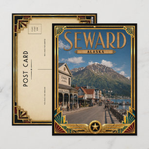 Carte Postale Seward Alaska Art Déco vintage de l'âge d'or