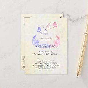 Carte Postale Sexe Révéler rose bleu épine Baby shower Invitatio