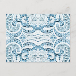 Carte Postale Shabby Chic Floral aqua bleu bohème chic dentelle