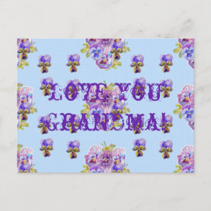 Carte postale Shabby Chic Floral Love You Grandma