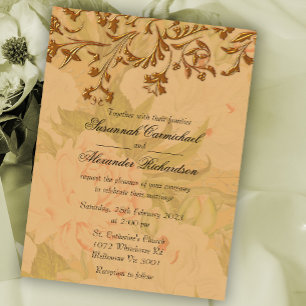 Carte Postale Shabby Chic Golden Peonies Boho Mariage
