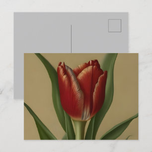 Carte Postale Shabby Chic Jolie Tulipe Rouge