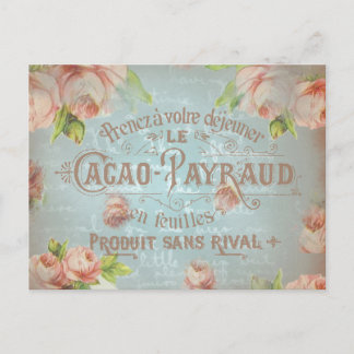 Carte Postale Shabby chic rose vintage typo rose