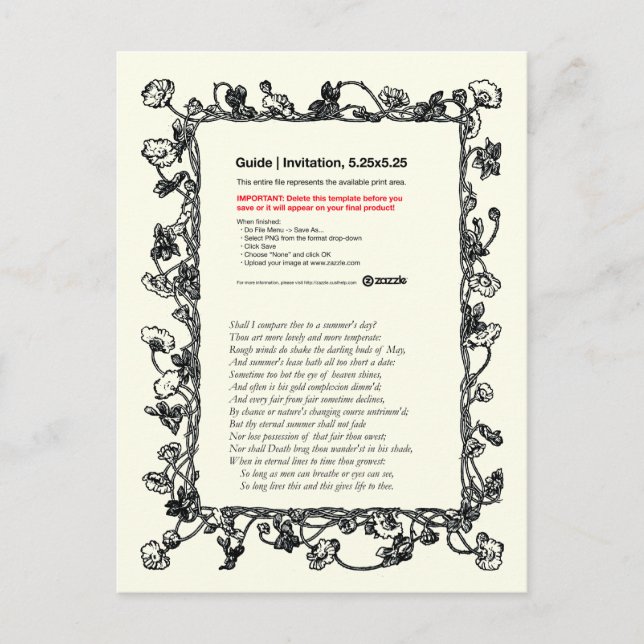 Carte Postale Shakespeare Sonnet # 18 (Devant)