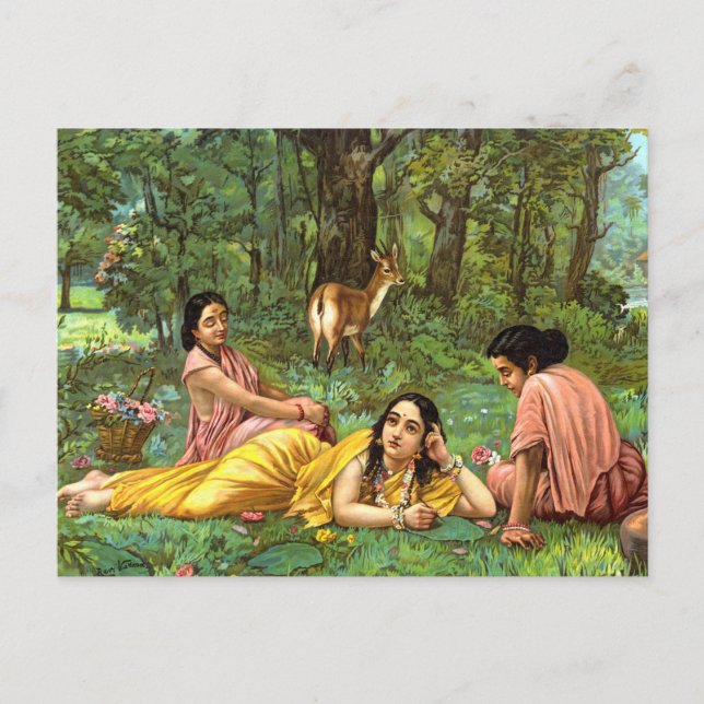 Carte Postale Shakuntala Patralekhana par Raja Ravi Varma (Devant)