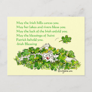 Carte postale Shamrock de lapin, dessin de bienfai