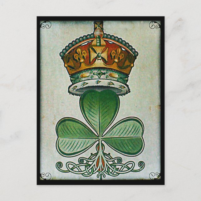 Carte postale Shamrock et couronne. (Devant)