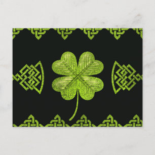 Carte Postale Shamrock irlandais trèfle à quatre feuilles avec d