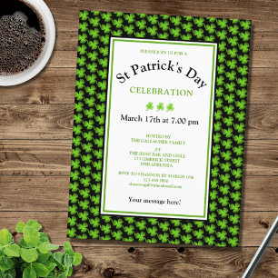 Carte Postale Shamrock moderne St Patrick's Day Party Invitation