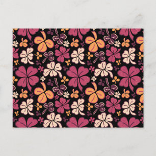 Carte Postale Shamrock Motif de Clover rouge Saint Patrick`s Day