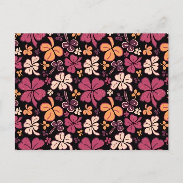 Carte Postale Shamrock Motif de Clover rouge Saint Patrick`s Day (Devant)
