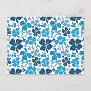 Carte Postale Shamrock Motif de trèfle bleu Saint Patrick`s Day