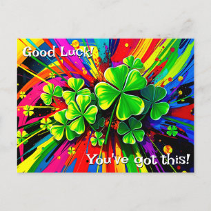 Carte Postale [Shamrock Splash] Arc-en-ciel Splatter de peinture