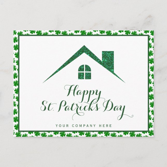 Carte Postale Shamrock St. Patricks Day Immobilier Green House (Devant)