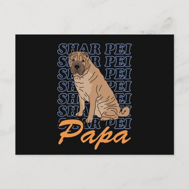 Carte Postale Shar Pei Papa | Propriétaire de chien Shar-Peis (Devant)