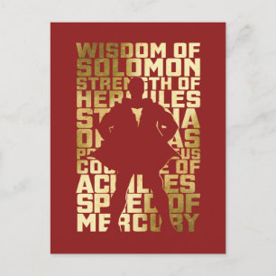 Carte Postale SHAZAM !   Capacités Golden Typography Graphic