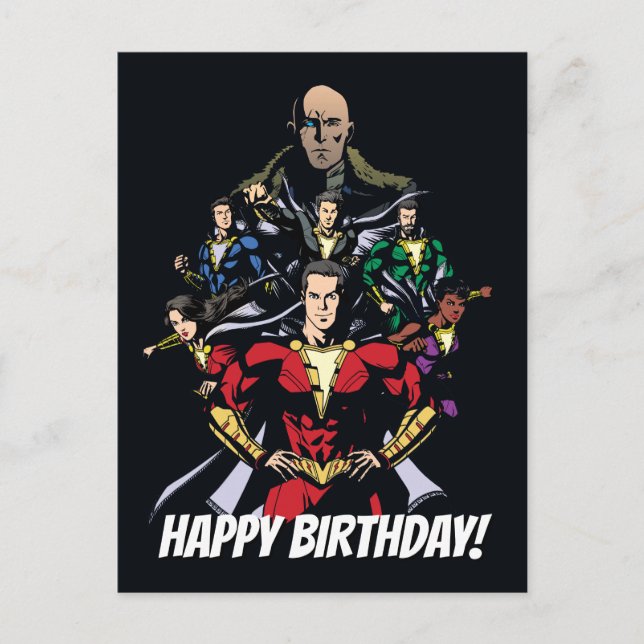 Carte Postale SHAZAM ! | Famille Shazam contre Dr Sivana (Devant)