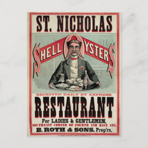 Carte Postale Shell Oysters Vintage Advertisement