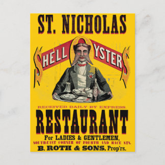 Carte Postale Shell Oysters Vintage Advertisement