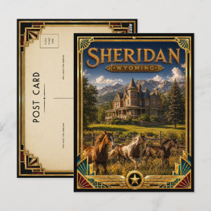 Carte Postale Sheridan Wyoming Art Déco Vintage Âge d'Or