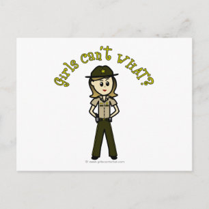 Carte Postale Sheriff Femme Lumière en uniforme Brown