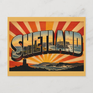 Carte Postale Shetland Écosse Art de voyage vintage