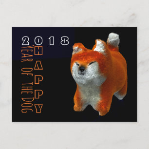 Carte Postale Shiba Chiot 3D Art numérique chinois année Chien c