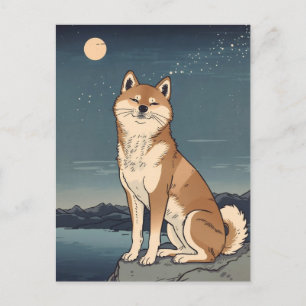 Carte Postale Shiba Inu Night Sky Postcard